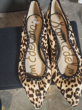 Sam Edelman Leopard-Print Pointed Flats in Tan and Black
